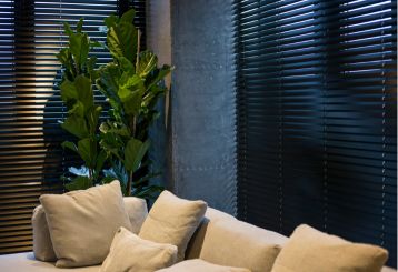 Cordless mini blinds in a sunny room, offering a stylish and practical window treatment solution for optimal light control.